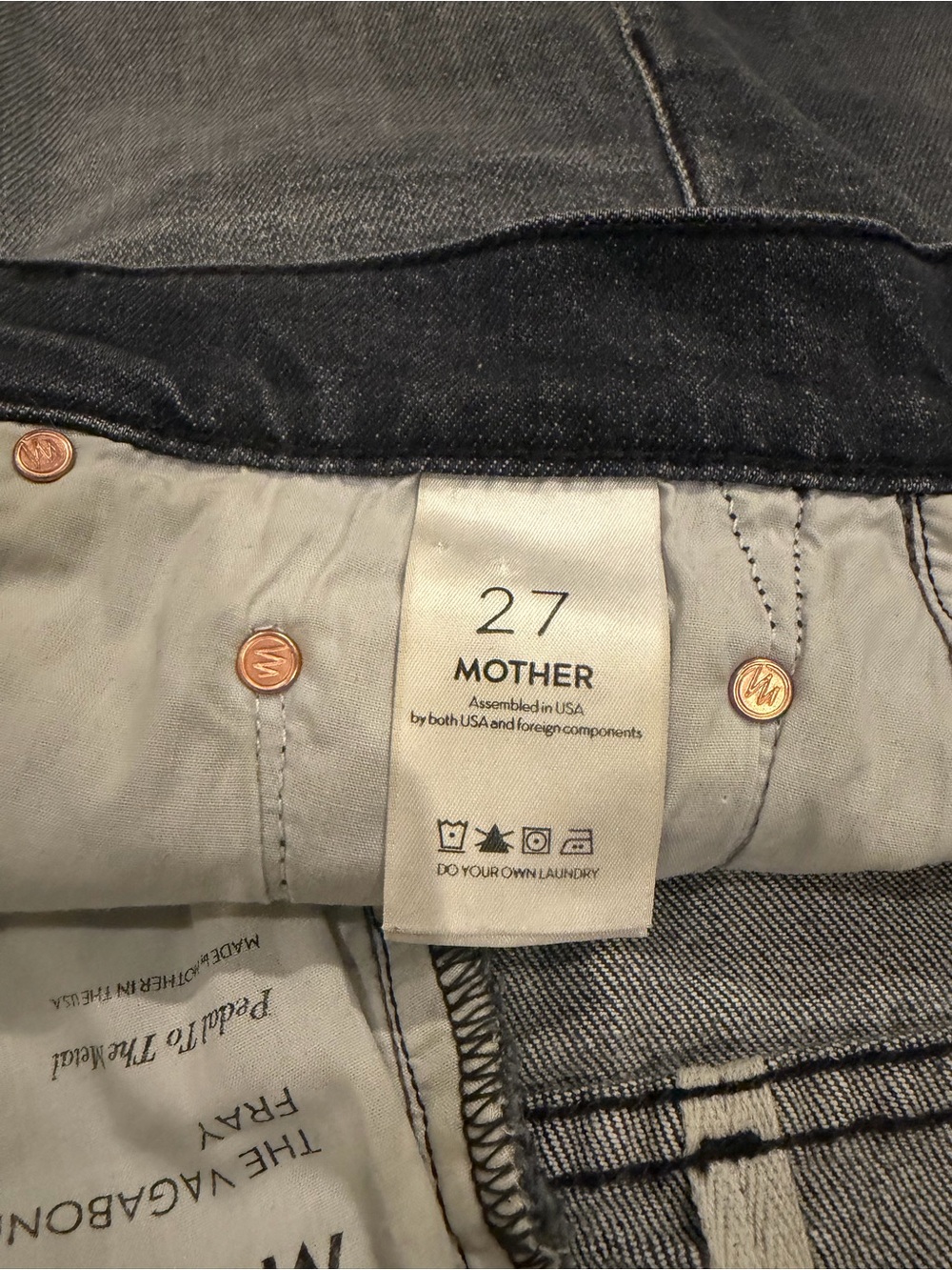 MOTHER The Vagabond Mini Fray Skirt Pedal To The Metal Black Denim Size 27 - Picture 7 of 10